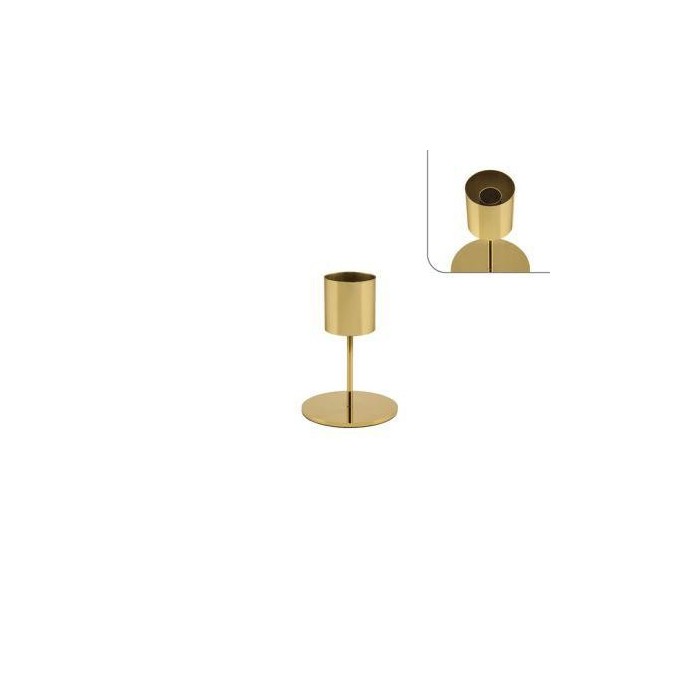 PORTACANDELE FERRO ORO H.16